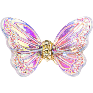 新款百搭网红爆款灵动透明树脂蝴蝶立体极光会动的美甲装饰饰品