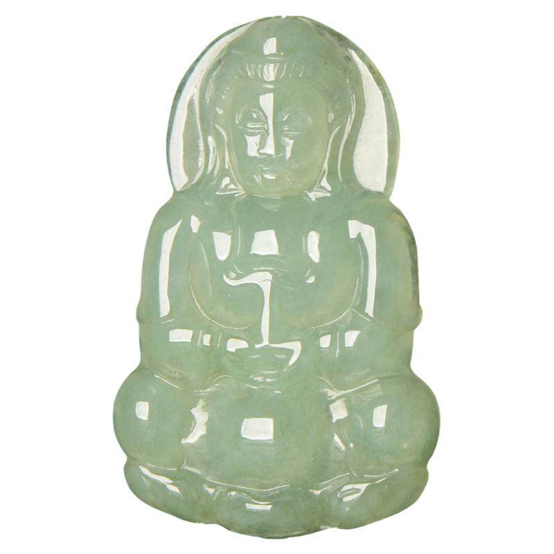 缅甸A货天然翡翠小孩玉观音吊坠