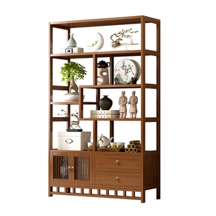新中式博古架楠竹多宝格茶室茶叶置物架客厅展示柜储物摆件收纳架