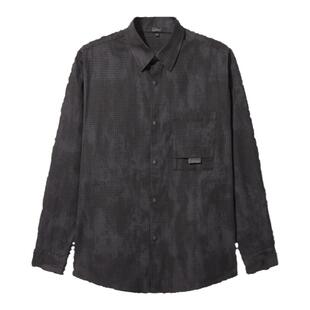 【迷彩扎染】卡宾格子肌理长袖衬衫男装秋冬潮牌宽松上衣开衫外套