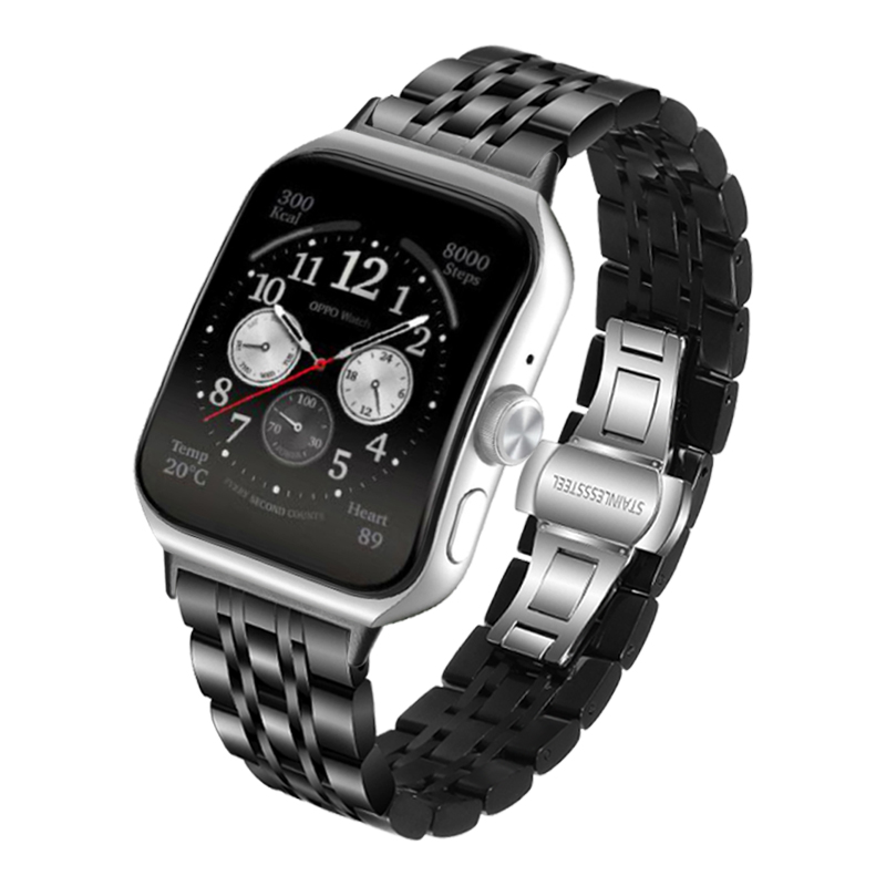 適用OPPOWatchX/4Pro表帶不銹鋼金屬防水替換帶腕帶oppowatch2代 42/46mm手鏈智能手表帶配件OPPO手表帶