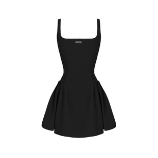 VOCK 显瘦王炸 暗黑法式高级感小黑裙收腰方领露背吊带裙连衣裙辣