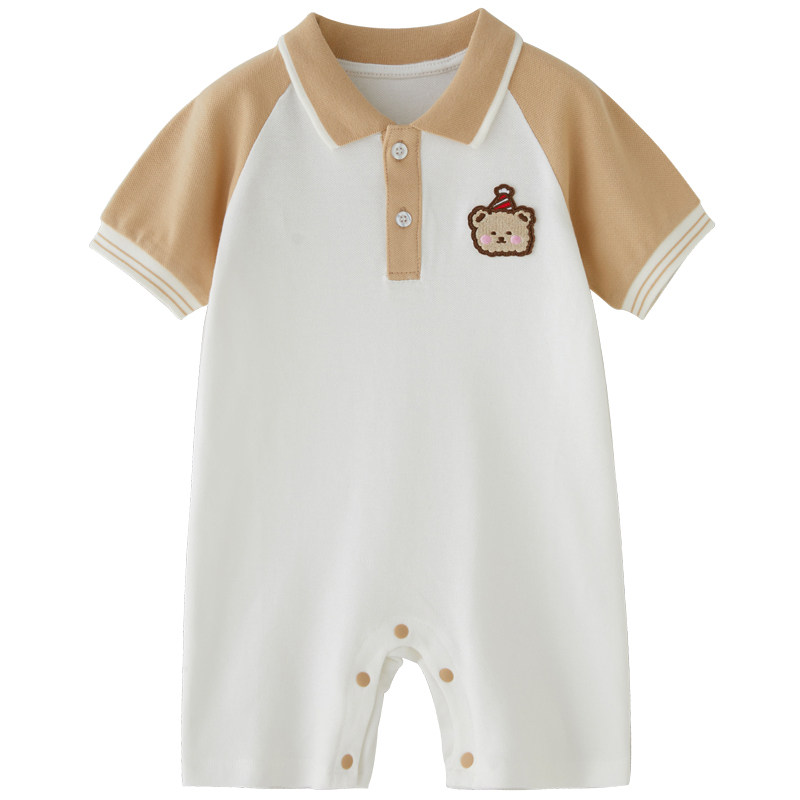 套头polo爬服珠地网眼夏季polo款