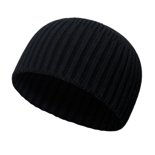 地主帽男款秋冬保暖针织帽纯色圆顶防寒光板瓜皮帽毛线雅痞帽冷帽