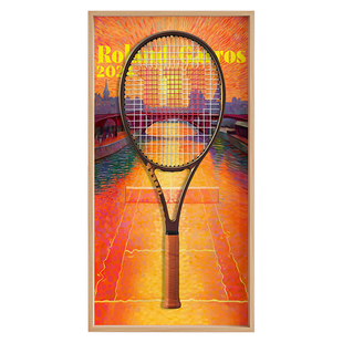 墙蛙网球拍收纳框竖幅玄关挂画球拍收藏画框功能型运动可摆放框