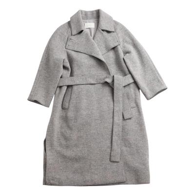 readme女士羊毛收腰过膝大衣