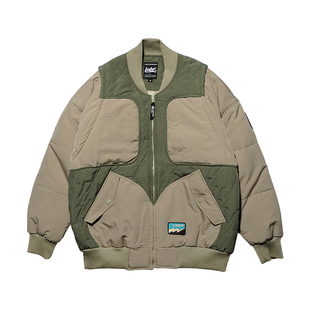 LNBR2023秋冬拼色棉衣男立领宽松保暖棉服夹克工装棉袄加大码