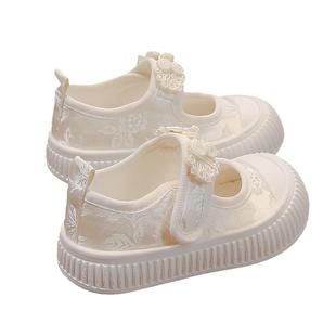 女童布鞋2026夏季款白色蝴蝶结小女孩方口鞋防滑软底宝宝幼儿园鞋