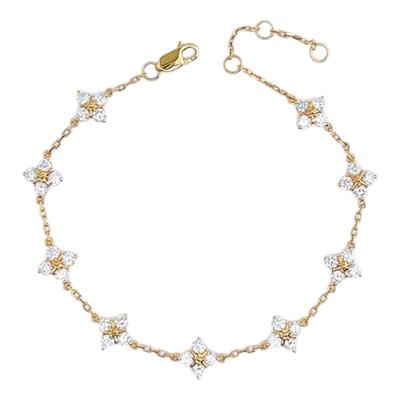 【培育】Cevol新奢钻石 四叶花系列18K金钻石手链十字花幸运灵动