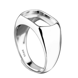 S925纯银戒指空托情侣光面马鞍托镶嵌翡翠蜜蜡开口戒托 7*13 9*14