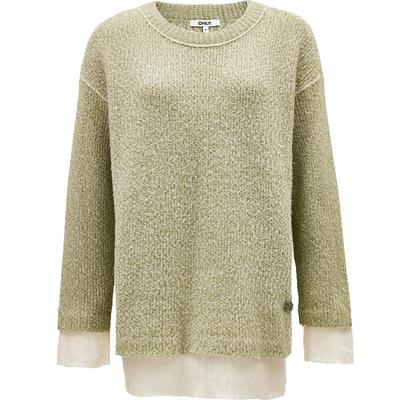 【ONLY奥莱】秋冬休闲宽松拼接假两件圆领针织衫女