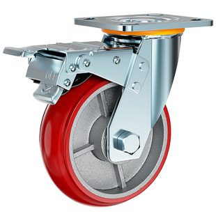 重型3/4寸5寸6寸8寸铁芯聚氨酯万向轮重型PU承重耐磨静音推车脚轮