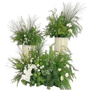 森系婚礼舞台布置装饰仿真花艺酒店高级感美陈造景绿植假花草摆件