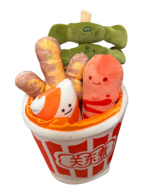 抖音同款关东煮玩偶与麻辣烫套装创意过家家毛绒玩具肉夹馍便宜