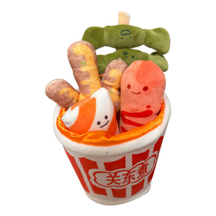 抖音同款关东煮玩偶与麻辣烫套装创意过家家毛绒玩具肉夹馍便宜
