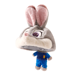 迪士尼疯狂动物城儿童帽子男女童可爱朱迪尼克毛绒玩偶防寒套头帽