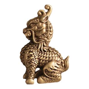 全铜神武麒麟黄铜摆件书房镇纸男士手把件随身办公桌面装饰品礼品