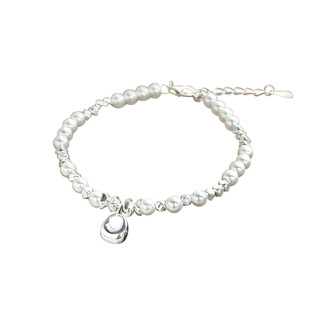 新品小银坨贝珠手链小众设计时尚搭配拉丝手串轻奢闺蜜情人节礼物