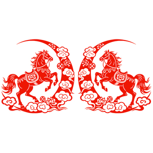 生肖马窗花马年腾飞剪纸12生肖马静电贴纸窗贴玻璃贴2026春节贴画