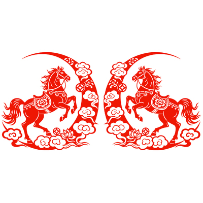 生肖马窗花马年腾飞剪纸12生肖马静电贴纸窗贴玻璃贴2026春节贴画