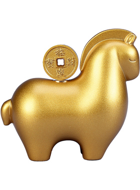 铜欣祥黄铜马上赚钱摆件生肖马摆设马年吉祥物生日开业商务礼品