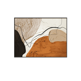 抽象艺术餐厅装饰画现代简约线条肌理客厅挂画横版饭厅餐桌旁壁画