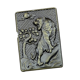 佐罗ZORRO煤油打火机重盔甲上山虎创意个性复古老式防风黄铜雕刻