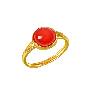 宫里上新红玛瑙戒指女款纯银天然红宝石指环新中式生日本命年礼物