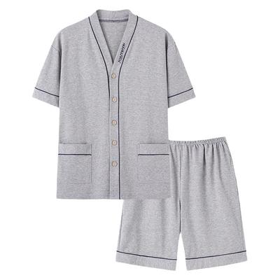 2025年新款睡衣男士夏季纯棉短袖短裤开衫夏天薄款中老年爸爸套装
