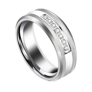 轻奢钨金戒指男款戒简约ins风钻戒子锆石婚戒指环刻字男友礼物