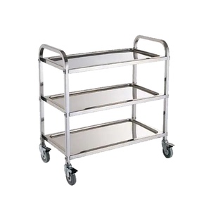 不锈钢餐车加厚三层小推车送餐车收碗车双层餐厅送餐车上菜车商用