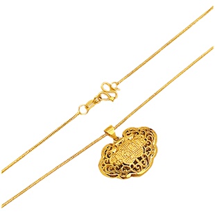 沙金项链女铜镀金假黄金福字铃铛结婚锁骨链儿童弥满月长命锁首饰