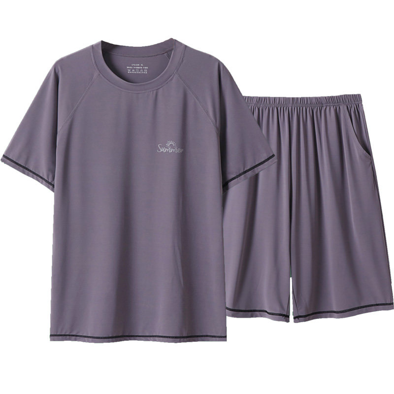 中老年男士冰丝可外穿家居服套装