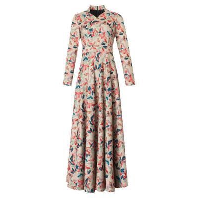 连衣裙女长袖气质收腰显瘦超长裙