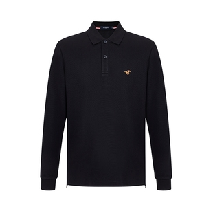 LONDA伦德马秋季新款男士翻领长袖T恤商务休闲宽松打底刺绣POLO衫