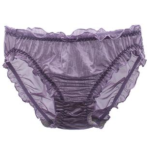 瑞姿莱诗中腰冰丝性感棉裆胖MM200斤女士三角裤网纱光滑面料内裤