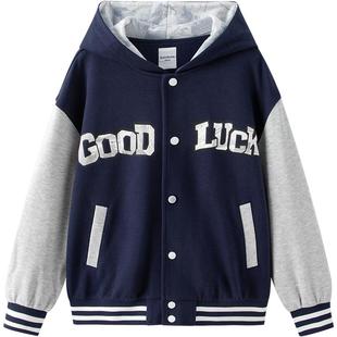 巴拉巴拉男童外套儿童棒球服春秋装新款童装中大童连帽开衫卫衣潮