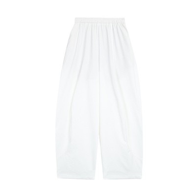 pusumede松弛感白色阔腿弯刀裤