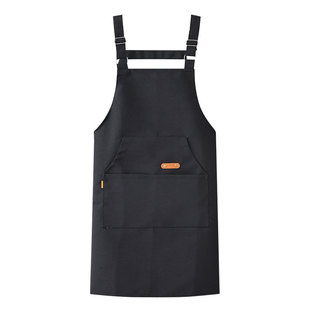 时尚简约围腰背带帆布围裙防油透气耐脏耐磨工作服定制印字女爆款