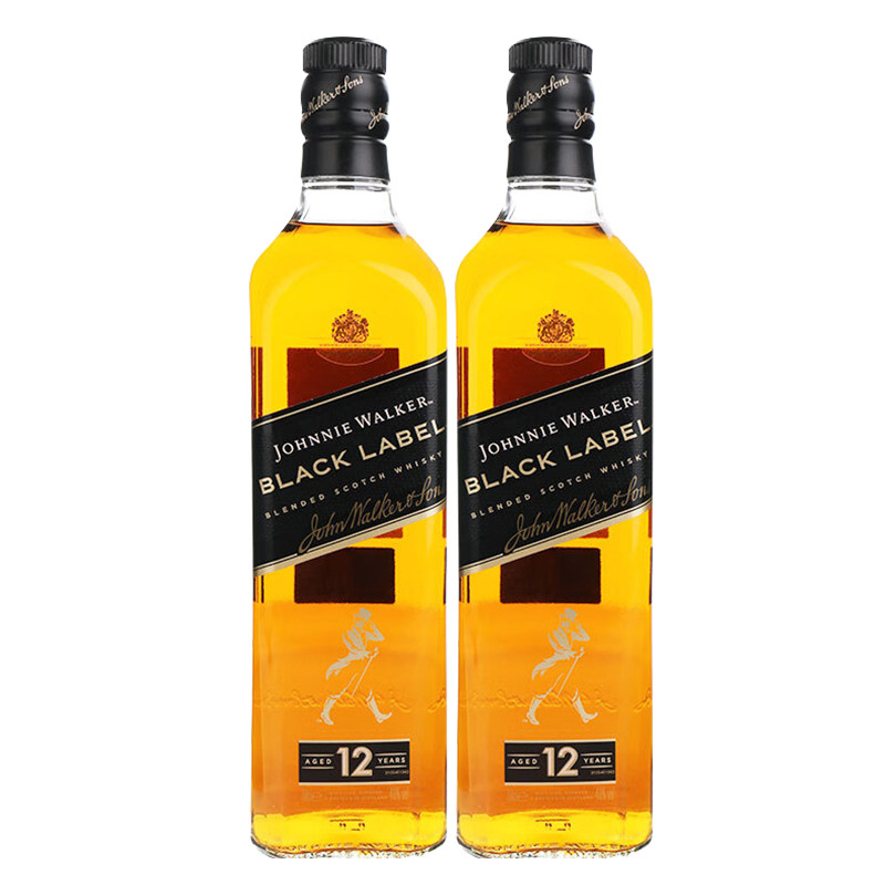 Johnnie Walker尊尼获加黑牌黑方威士忌700ml洋酒调配威士忌双支