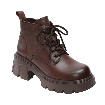 真皮粗跟休闲轻便厚底旅游登山靴