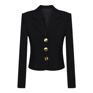 关晓彤同款黑色肌理感西装外套女2024年秋季气质修身短款西服上衣
