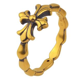 老庙黄金5D海豚金黑金十字架守护足金固口戒指手饰情侣送礼物