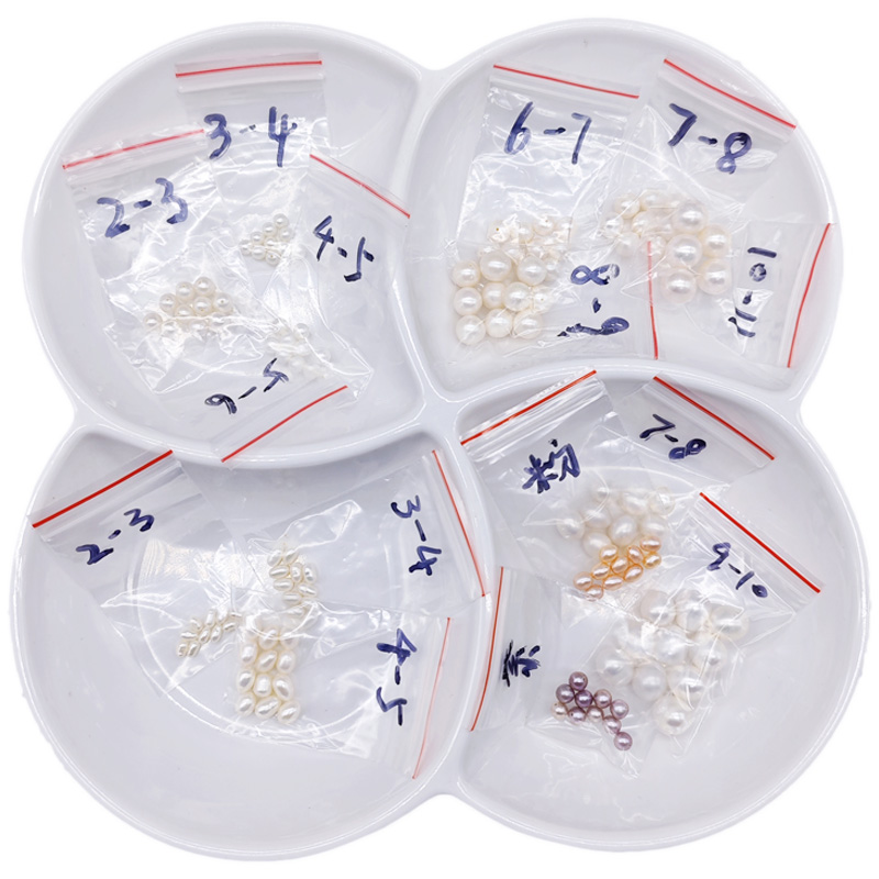 天然淡水打大小有孔近正圆米形散装真珍珠diy手链项链23458mm散珠