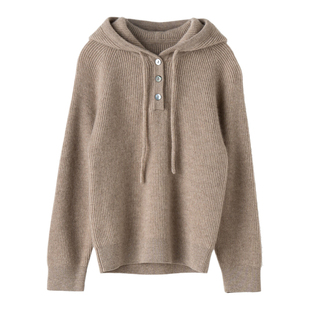 儿童连帽100纯山羊绒衫男童高端针织毛线衣秋冬帽衫女童打底毛衣