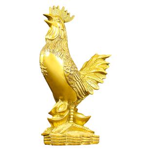 十二生肖黄铜公鸡摆件吉祥物金鸡报晓报喜福客厅玄关大公鸡像桃花
