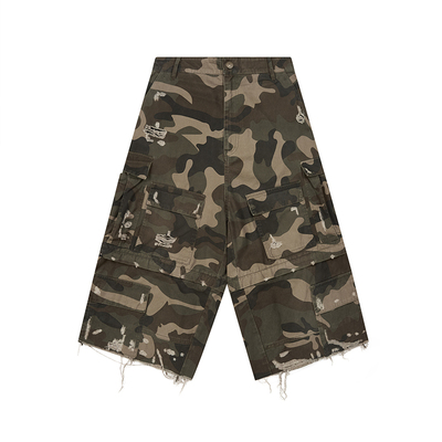 SOFRSH可拆卸两穿迷彩牛仔七分裤