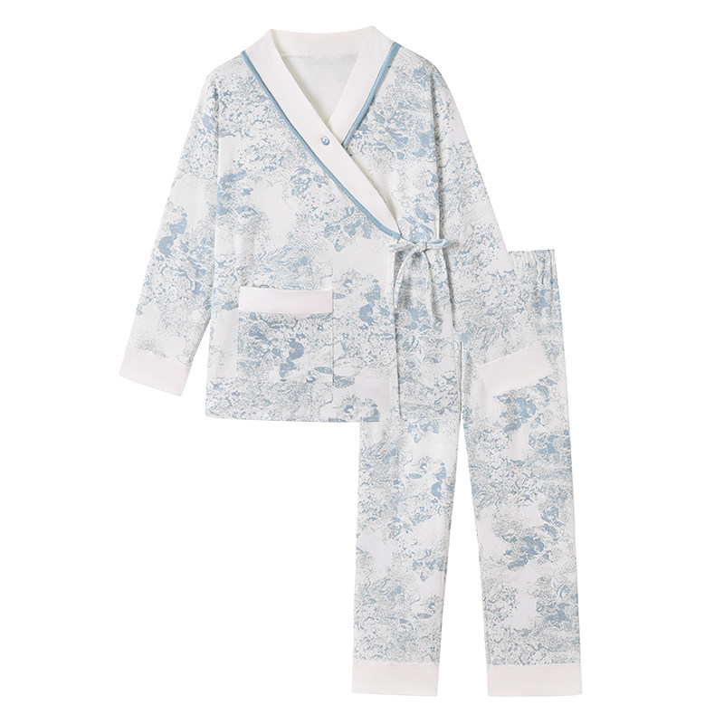 unisunny月子服秋冬季纯棉全棉吸汗孕妇产后喂奶专用加厚哺乳睡衣 月全实拍商品图