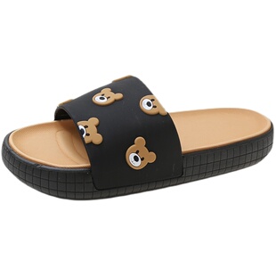 拖鞋女夏季室内居家用可爱卡通ins防滑厚底外穿小熊凉拖鞋男夏天