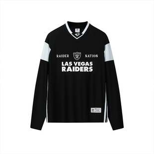 NFL美橄超级碗突袭者美式jersey运动训练球衣速干黑白撞色长袖T恤